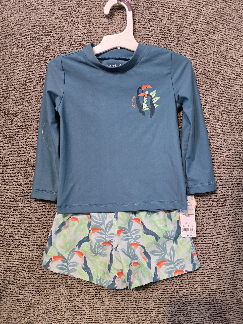 Carter's Teal Toucan Rash Guard Set - Kids Swim